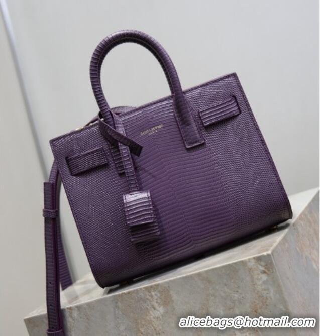 Promotional Saint Laurent Sac De Jour Nano Tote bag in Lizard Calfskin 717440 Purple 2026