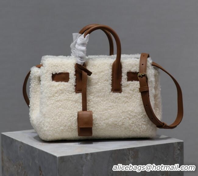Top Grade Saint Laurent Sac De Jour Nano Tote bag in Shearling & Calfskin 717439 Brown 2026