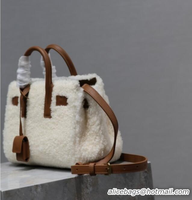 Top Grade Saint Laurent Sac De Jour Nano Tote bag in Shearling & Calfskin 717439 Brown 2026