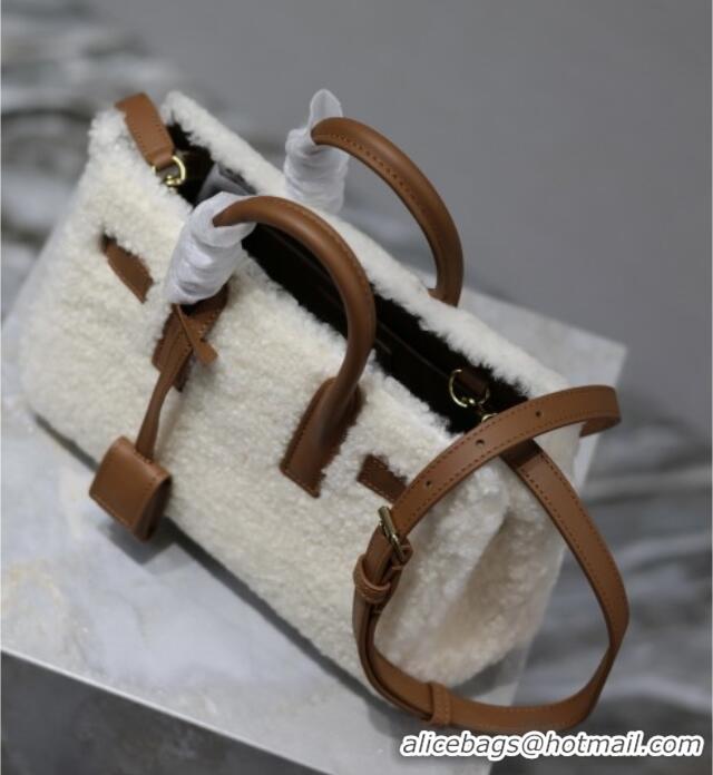 Top Grade Saint Laurent Sac De Jour Nano Tote bag in Shearling & Calfskin 717439 Brown 2026