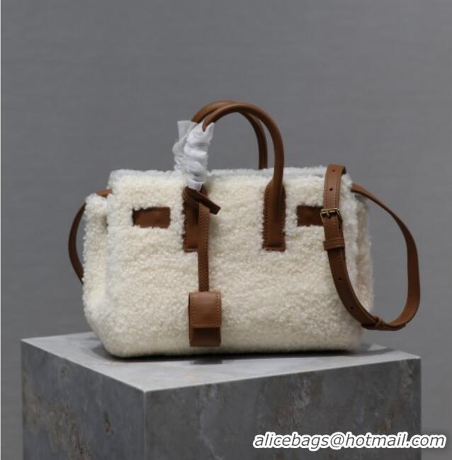 Top Grade Saint Laurent Sac De Jour Nano Tote bag in Shearling & Calfskin 717439 Brown 2026