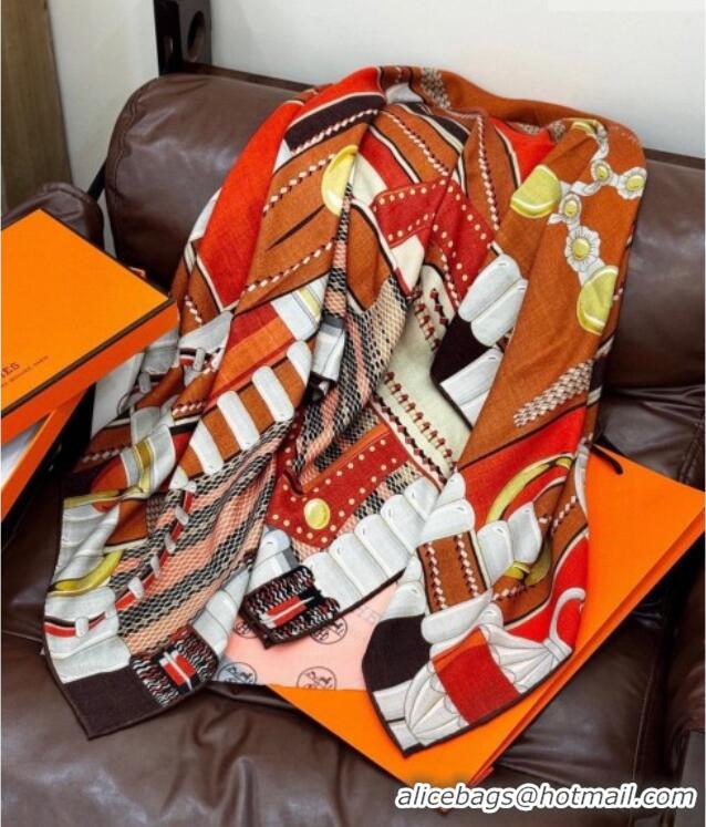 Luxury Discount Hermes Cashmere & Silk Shawl 140x140cm Scarf H11201 Brown 2026