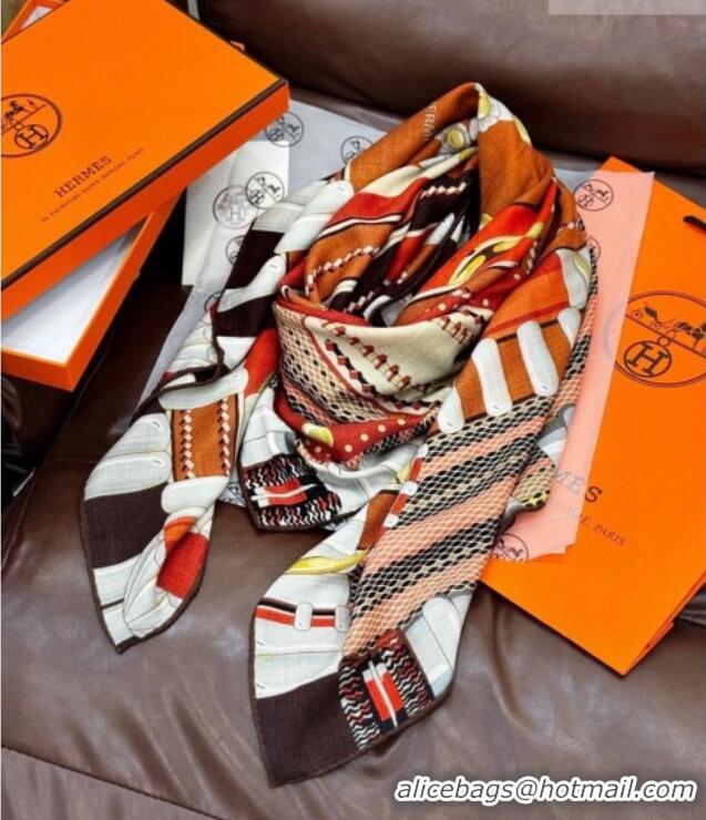 Luxury Discount Hermes Cashmere & Silk Shawl 140x140cm Scarf H11201 Brown 2026