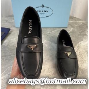 ​Grade Design Prada Mens Leather Loafers Flat With Triangle Logo P8954 Black