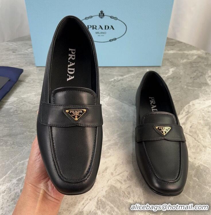 ​Grade Design Prada Mens Leather Loafers Flat With Triangle Logo P8954 Black