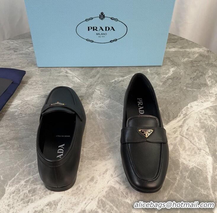 ​Grade Design Prada Mens Leather Loafers Flat With Triangle Logo P8954 Black