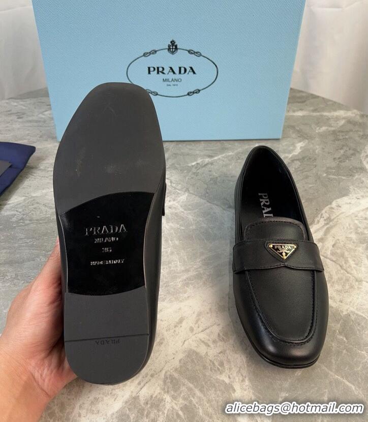 ​Grade Design Prada Mens Leather Loafers Flat With Triangle Logo P8954 Black