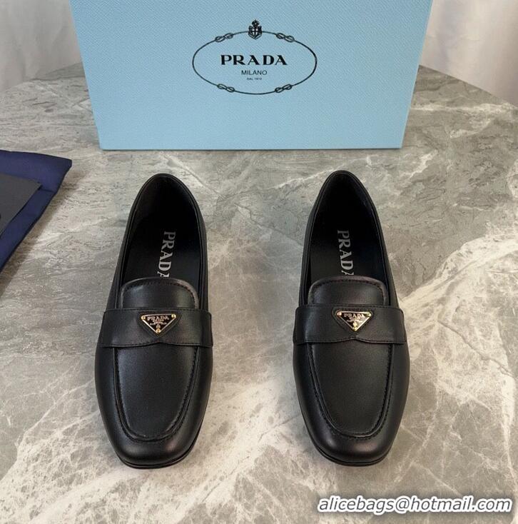 ​Grade Design Prada Mens Leather Loafers Flat With Triangle Logo P8954 Black