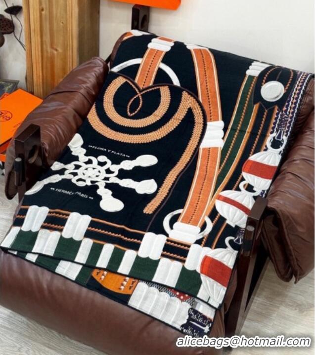 New Fashion Hermes Cashmere & Silk Shawl 140x140cm Scarf H11201 Black 2026