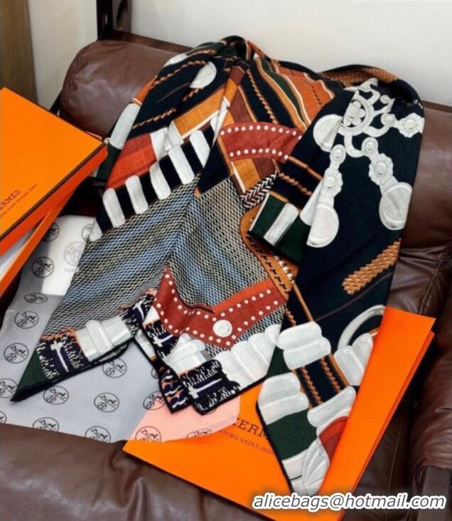 New Fashion Hermes Cashmere & Silk Shawl 140x140cm Scarf H11201 Black 2026