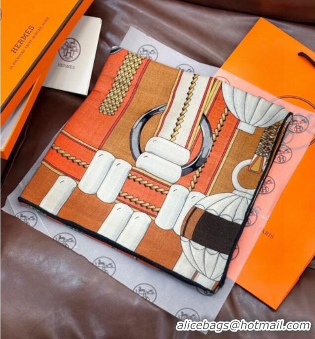Trendy Design Hermes Cashmere & Silk Shawl 140x140cm Scarf H11201 Orange 2026