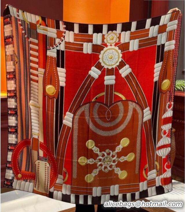 Trendy Design Hermes Cashmere & Silk Shawl 140x140cm Scarf H11201 Orange 2026