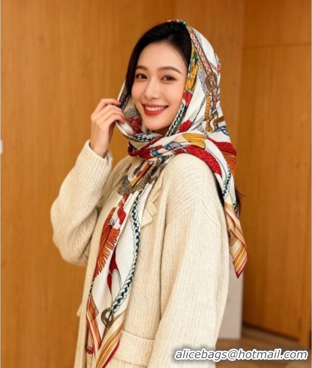 Affordable Price Hermes Cashmere & Silk Shawl Scarf 135x136cm H11204 Beige/Orange 2026