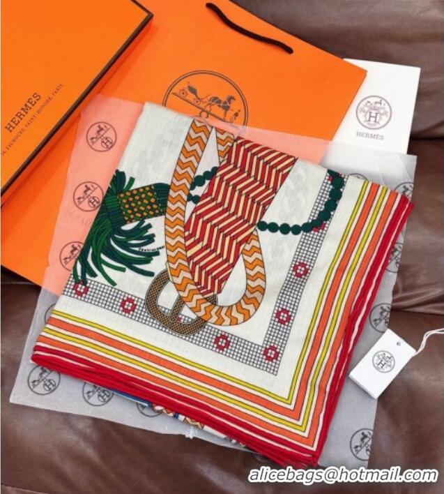 Affordable Price Hermes Cashmere & Silk Shawl Scarf 135x136cm H11204 Beige/Orange 2026