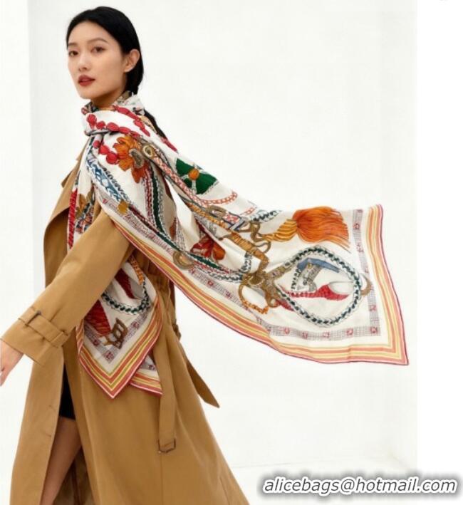 Affordable Price Hermes Cashmere & Silk Shawl Scarf 135x136cm H11204 Beige/Orange 2026