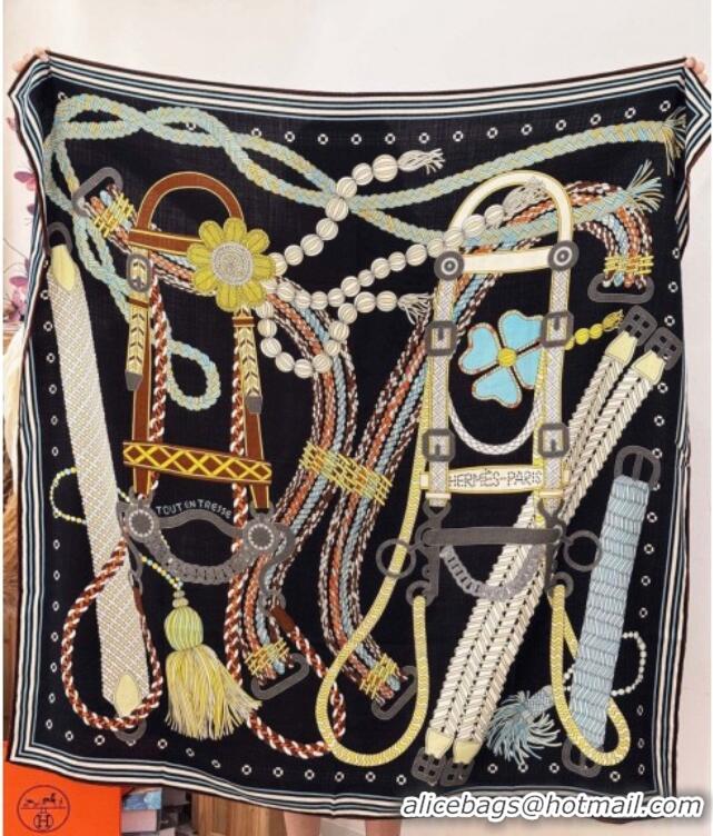 Buy Discount Hermes Cashmere & Silk Shawl Scarf 135x136cm H11205 Black 2026