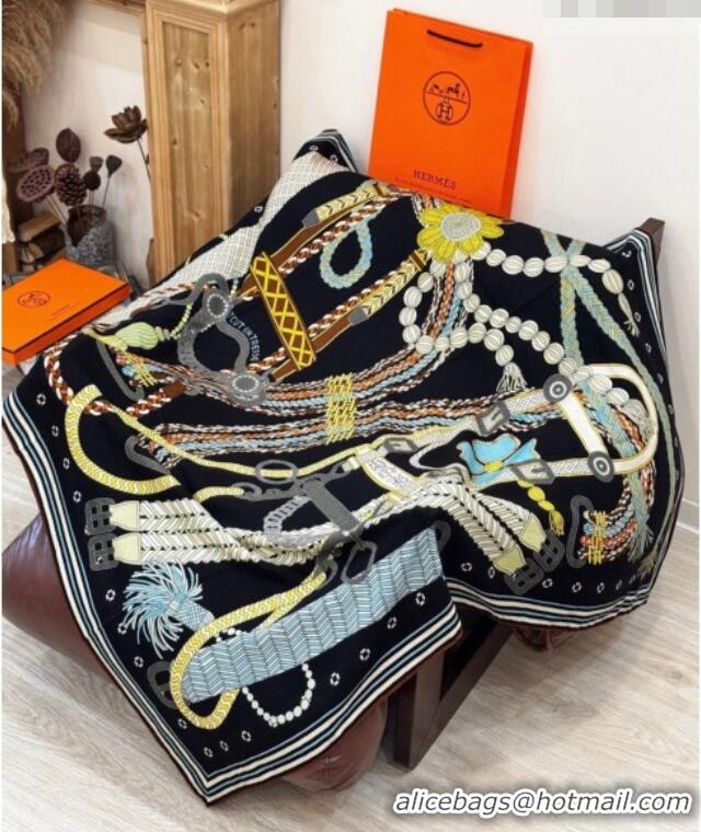 Buy Discount Hermes Cashmere & Silk Shawl Scarf 135x136cm H11205 Black 2026