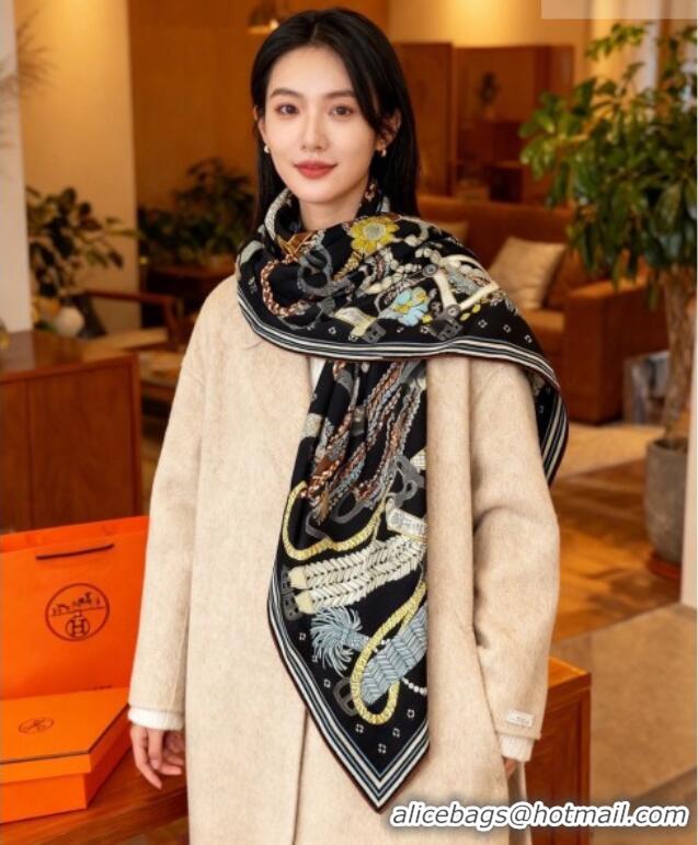 Buy Discount Hermes Cashmere & Silk Shawl Scarf 135x136cm H11205 Black 2026