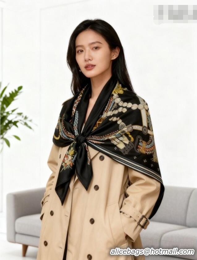 Buy Discount Hermes Cashmere & Silk Shawl Scarf 135x136cm H11205 Black 2026