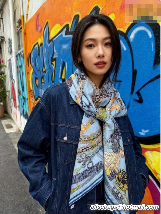 New Fashion Hermes Cashmere & Silk Shawl Scarf 135x136cm H11206 Blue 2026