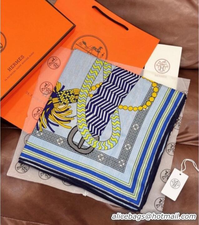 New Fashion Hermes Cashmere & Silk Shawl Scarf 135x136cm H11206 Blue 2026