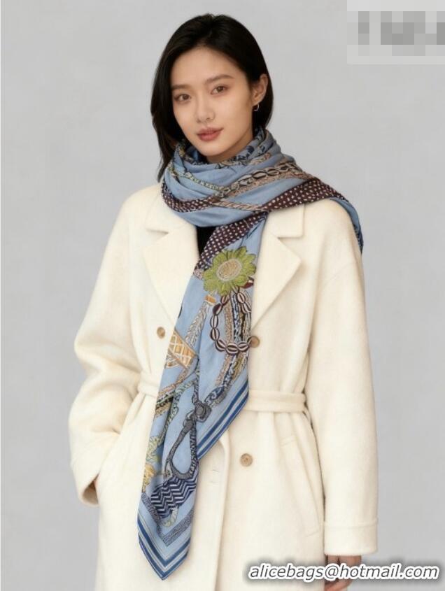 New Fashion Hermes Cashmere & Silk Shawl Scarf 135x136cm H11206 Blue 2026