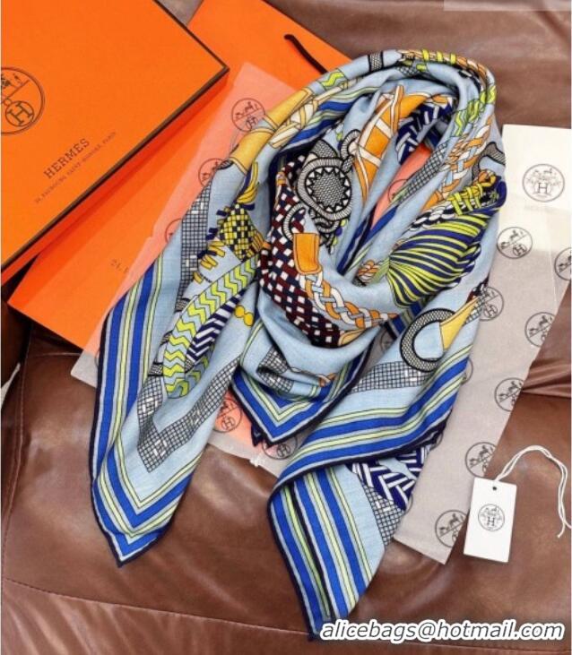 New Fashion Hermes Cashmere & Silk Shawl Scarf 135x136cm H11206 Blue 2026