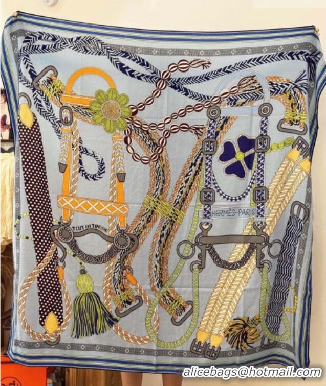 New Fashion Hermes Cashmere & Silk Shawl Scarf 135x136cm H11206 Blue 2026