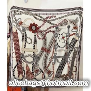 Promotional Hermes Cashmere & Silk Shawl 135x136cm Scarf H11207 White 2026