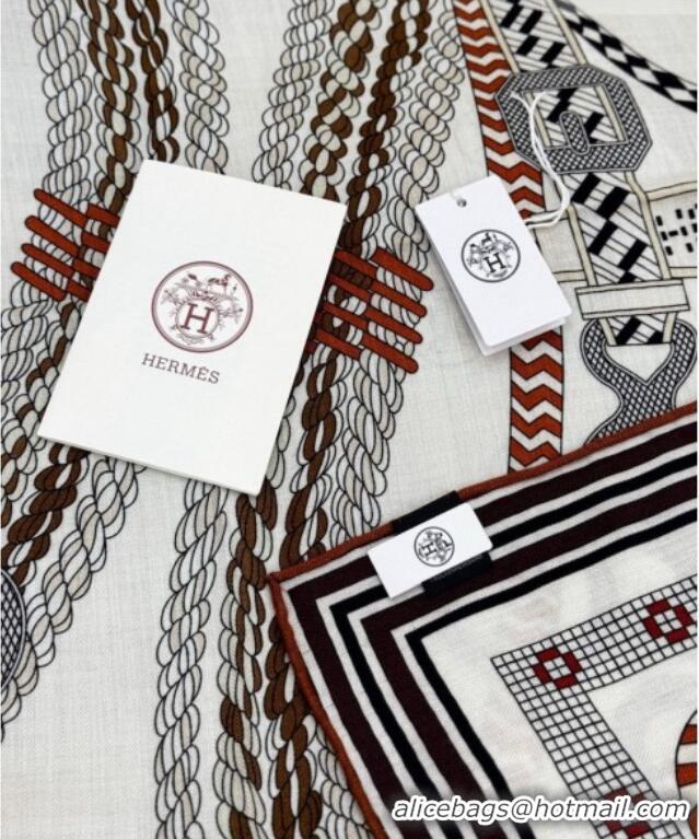 Promotional Hermes Cashmere & Silk Shawl 135x136cm Scarf H11207 White 2026