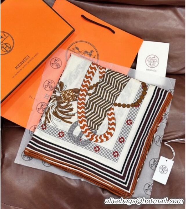 Promotional Hermes Cashmere & Silk Shawl 135x136cm Scarf H11207 White 2026