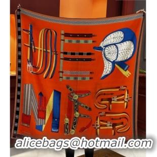Low Price Hermes Cashmere & Silk Shawl 140x140cm Scarf H11208 Orange 2026