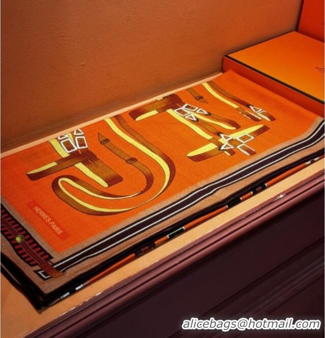 Low Price Hermes Cashmere & Silk Shawl 140x140cm Scarf H11208 Orange 2026