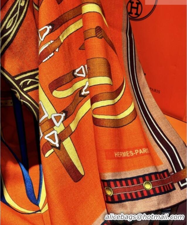 Low Price Hermes Cashmere & Silk Shawl 140x140cm Scarf H11208 Orange 2026
