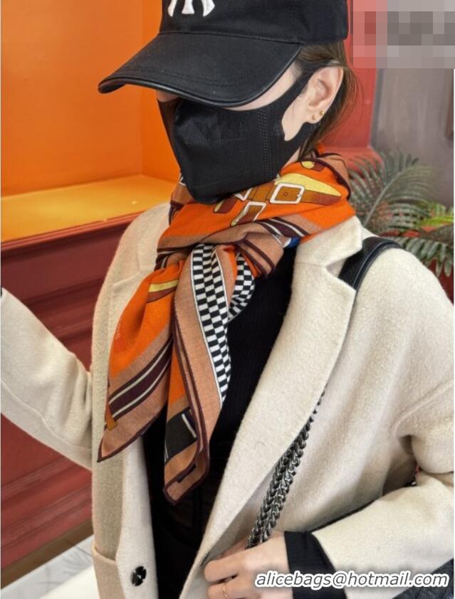 Low Price Hermes Cashmere & Silk Shawl 140x140cm Scarf H11208 Orange 2026