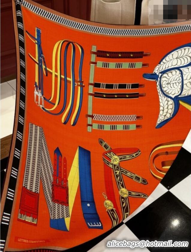 Low Price Hermes Cashmere & Silk Shawl 140x140cm Scarf H11208 Orange 2026