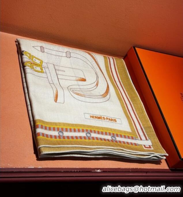 Super Quality Hermes Cashmere & Silk Shawl 140x140cm Scarf H11209 Beige 2026