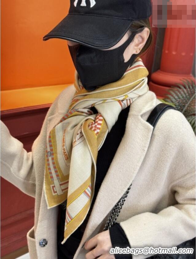 Super Quality Hermes Cashmere & Silk Shawl 140x140cm Scarf H11209 Beige 2026