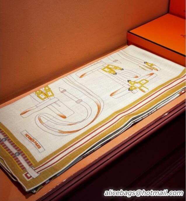 Super Quality Hermes Cashmere & Silk Shawl 140x140cm Scarf H11209 Beige 2026