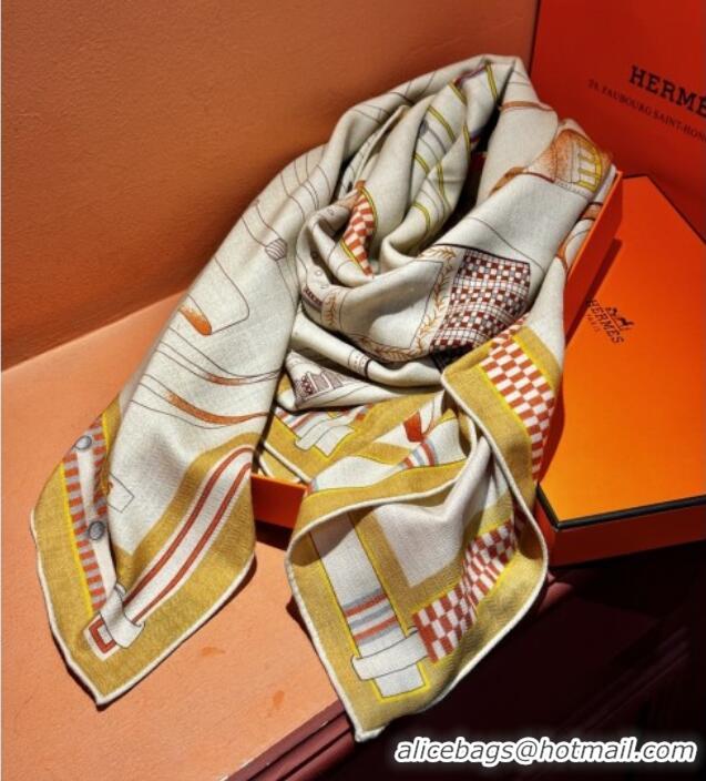 Super Quality Hermes Cashmere & Silk Shawl 140x140cm Scarf H11209 Beige 2026