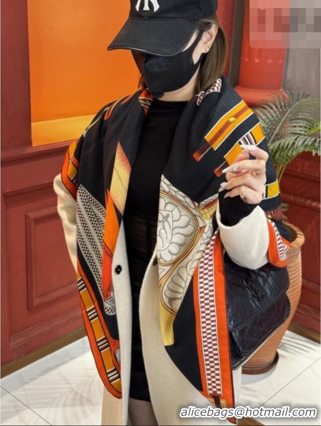 Best Price Hermes Cashmere & Silk Shawl 140x140cm Scarf H11210 Black 2026