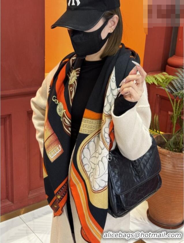 Best Price Hermes Cashmere & Silk Shawl 140x140cm Scarf H11210 Black 2026