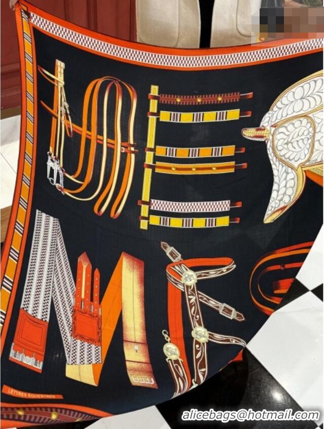 Best Price Hermes Cashmere & Silk Shawl 140x140cm Scarf H11210 Black 2026