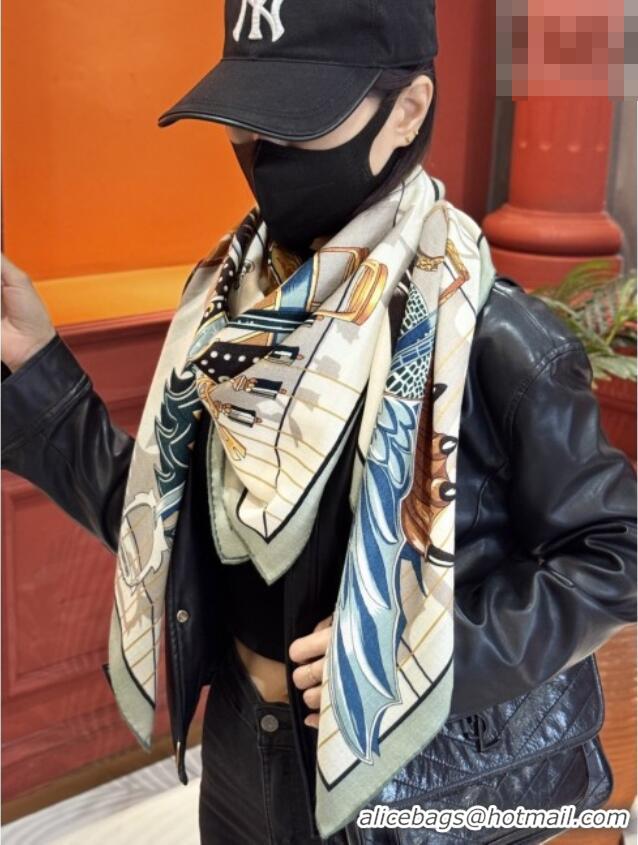 Big Discount Hermes Cashmere & Silk Shawl 140x140cm Scarf H11210 Beige/Grey 2026