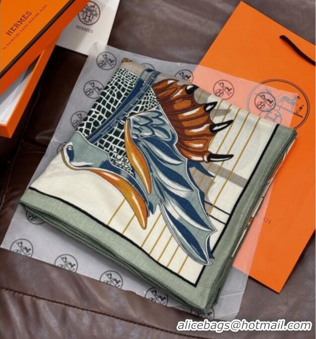 Big Discount Hermes Cashmere & Silk Shawl 140x140cm Scarf H11210 Beige/Grey 2026