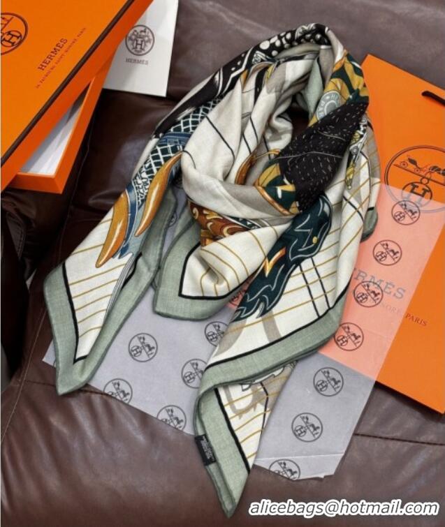 Big Discount Hermes Cashmere & Silk Shawl 140x140cm Scarf H11210 Beige/Grey 2026