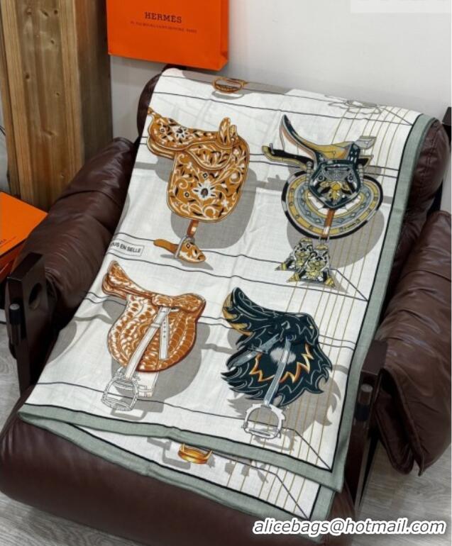 Big Discount Hermes Cashmere & Silk Shawl 140x140cm Scarf H11210 Beige/Grey 2026