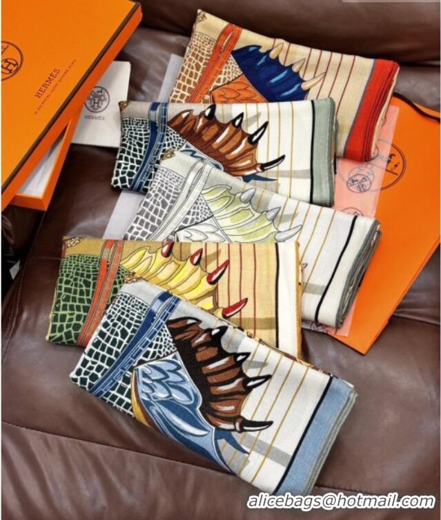 Big Discount Hermes Cashmere & Silk Shawl 140x140cm Scarf H11210 Beige/Grey 2026