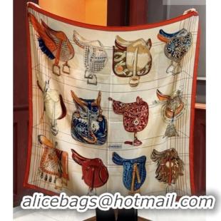 Top Grade Hermes Cashmere & Silk Shawl 140x140cm Scarf H11212 Beige/Orange 2026