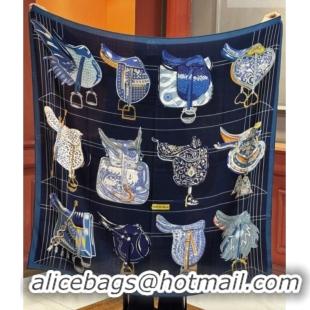 Unique Style Hermes Cashmere & Silk Shawl 140x140cm Scarf H11213 Blue 2026